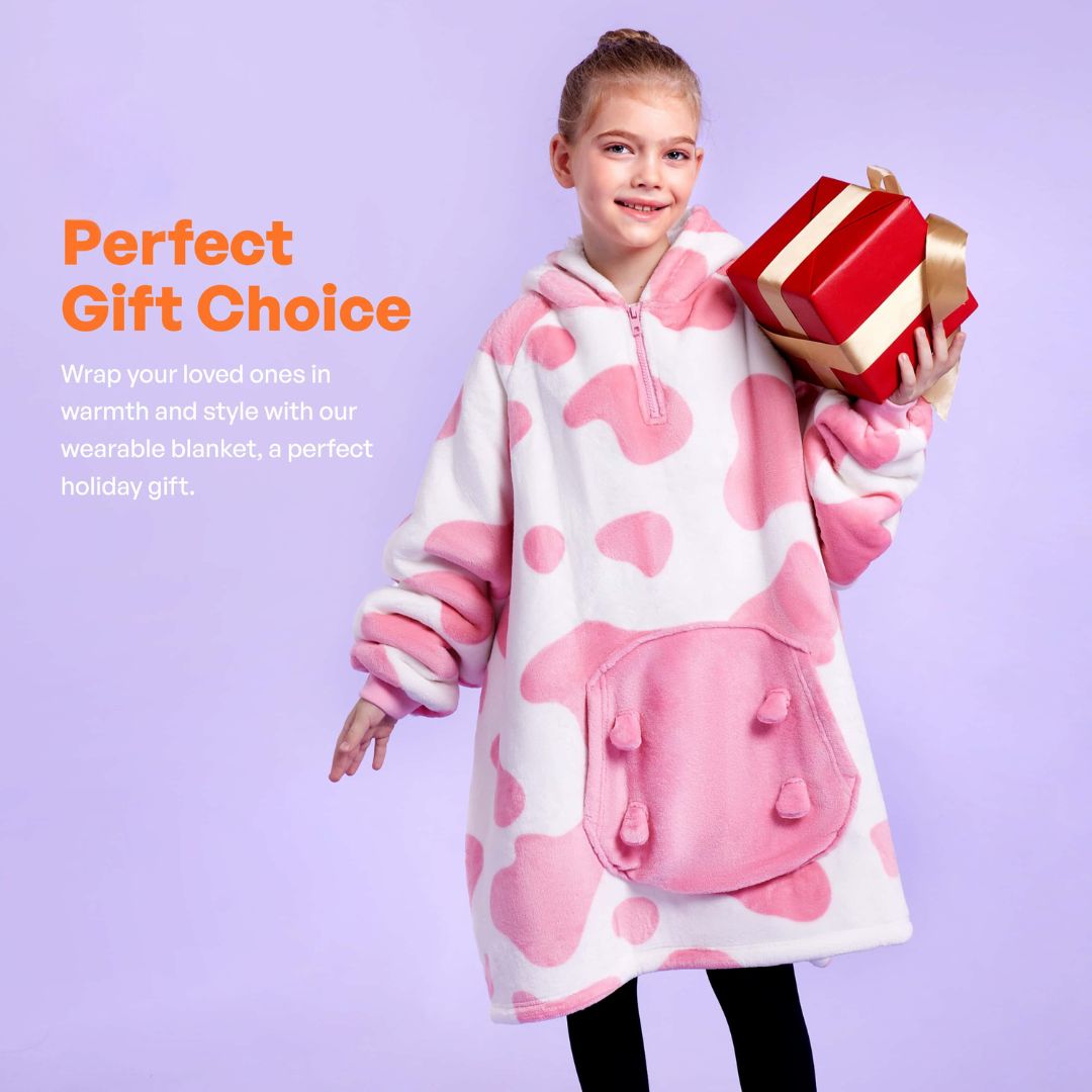 Wearable Blanket Strawberry Cow For Kids
