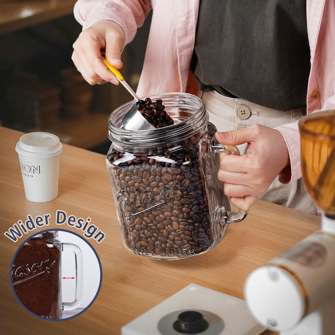 2 Pcs 74 Oz Super Large Mason Jars With Glass Handle & Screw Lid