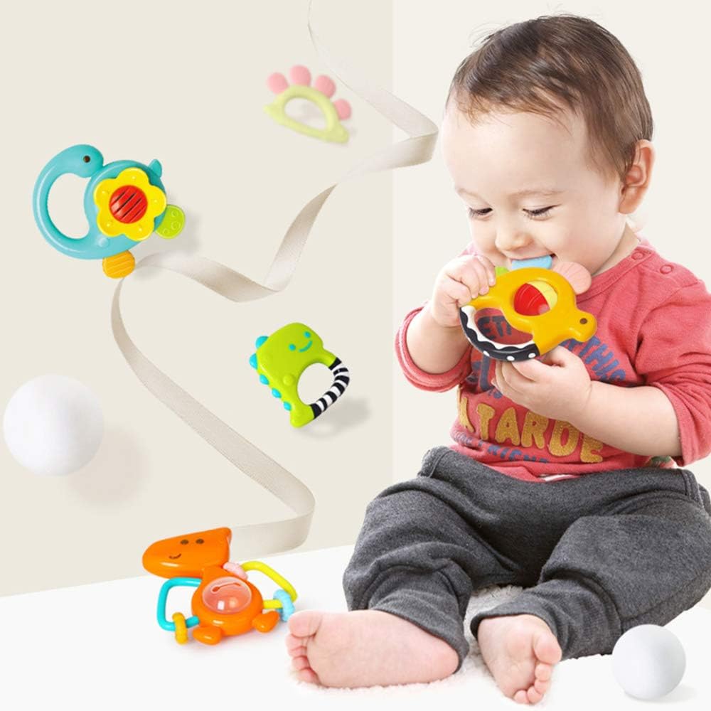 Dinosaur Baby Rattles, Infant Shaker, Newborn Grab N Shake Rattle, Sensory Teether, Development Learning Teeth Toy