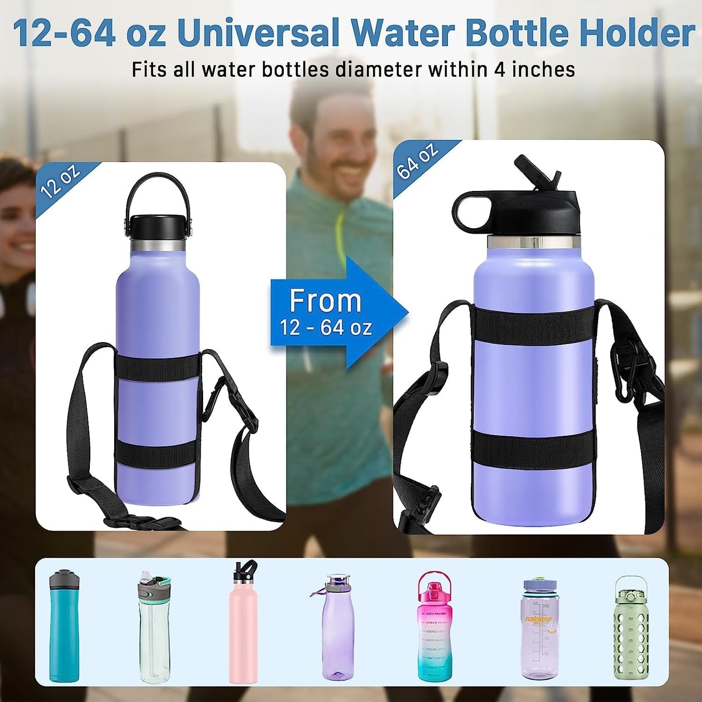 Carrier Strap, for 12/25/32/40/64 Oz Universal/Hydro Flask Water Bottles