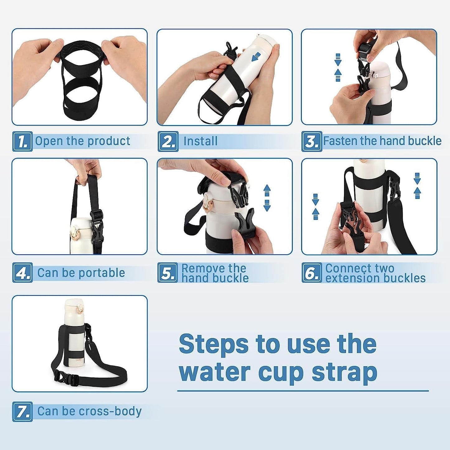 Carrier Strap, for 12/25/32/40/64 Oz Universal/Hydro Flask Water Bottles